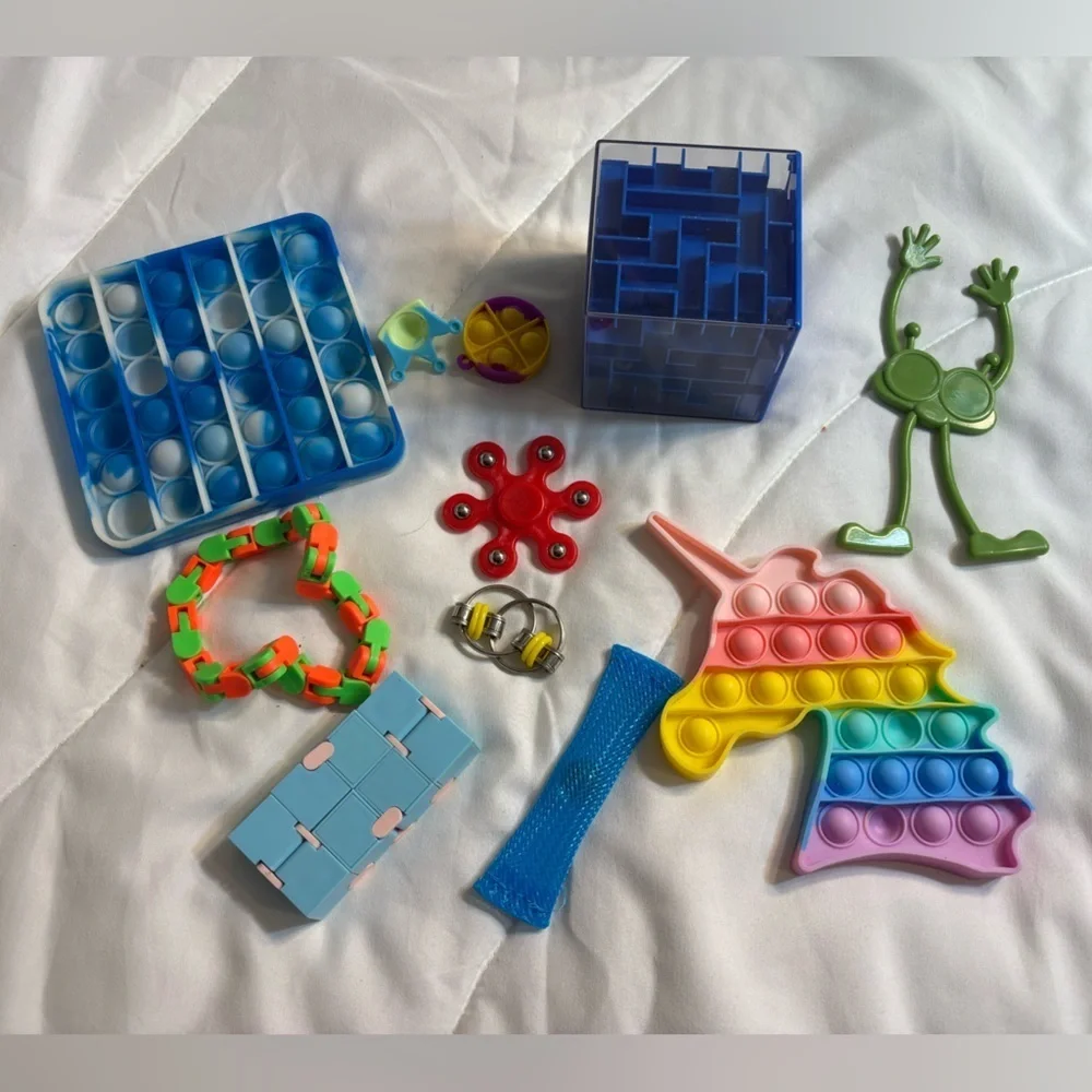 Colorful bundle variety of Fidget Toy Set- 11 different toys total.